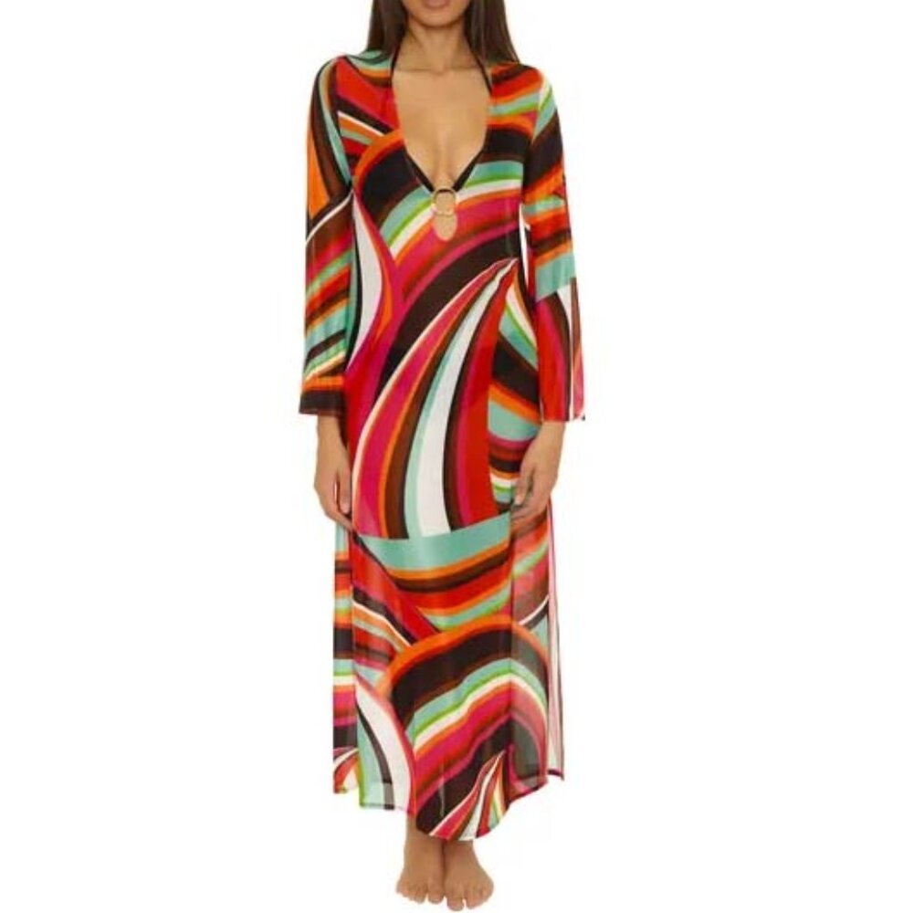 NWT Trina Turk Swoop Mesh Cover Up Maxi Dress